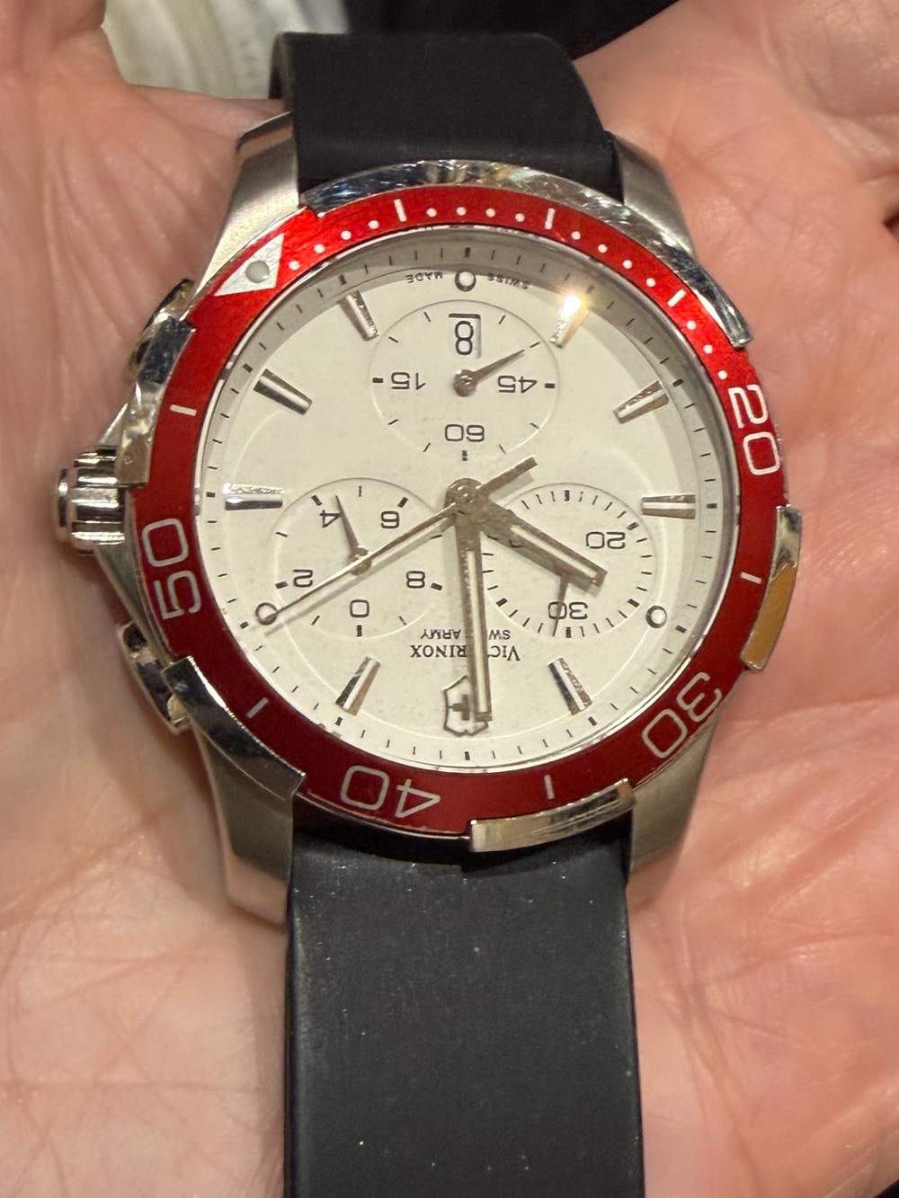 Victorinox Red-Bezel Chronograph with Black Strap
